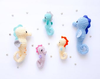 Seahorse mini plush toy or Keychain, Crochet sea animal, handmade gift for Kids, available in two sizes