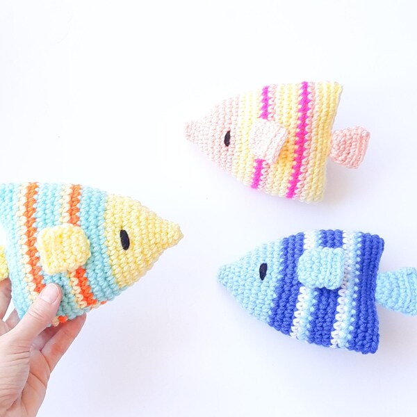 Fishy Plush Animal, Gift for Child, Yarn Stuffed Toy, available in different colors