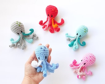 Octopus mini plush, soft crochet animal, Stuffed toy or Keychain, different colors