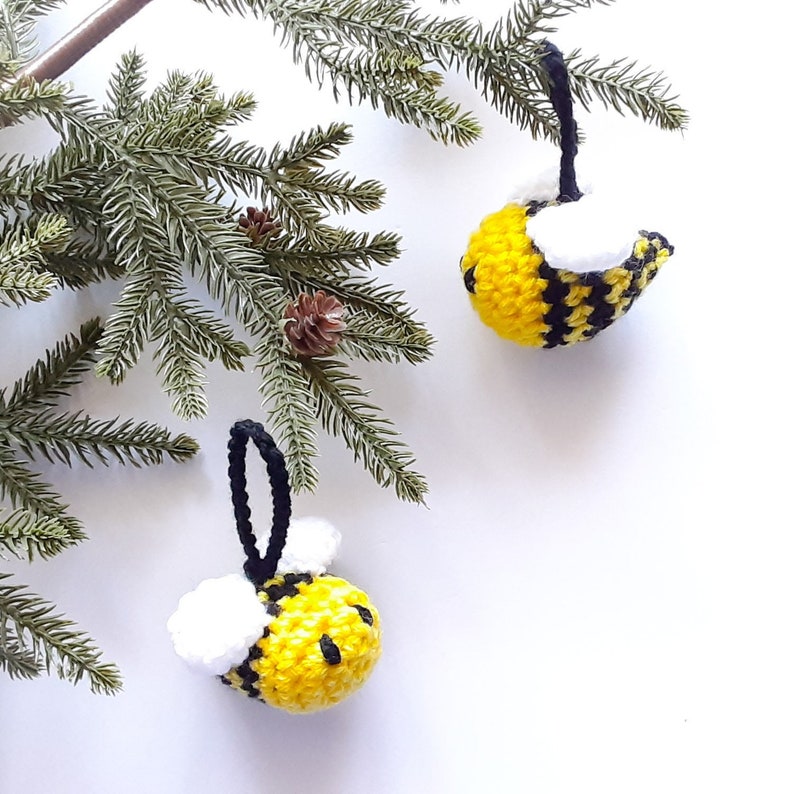 Ornement de Noël abeille, petit cadeau fait main, décorations des fêtes, bas de Noël image 2