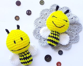 Smiling Bee Small Doll, Soft Plush Toy, Crochet Animal, Gift for Kids, ready to ship