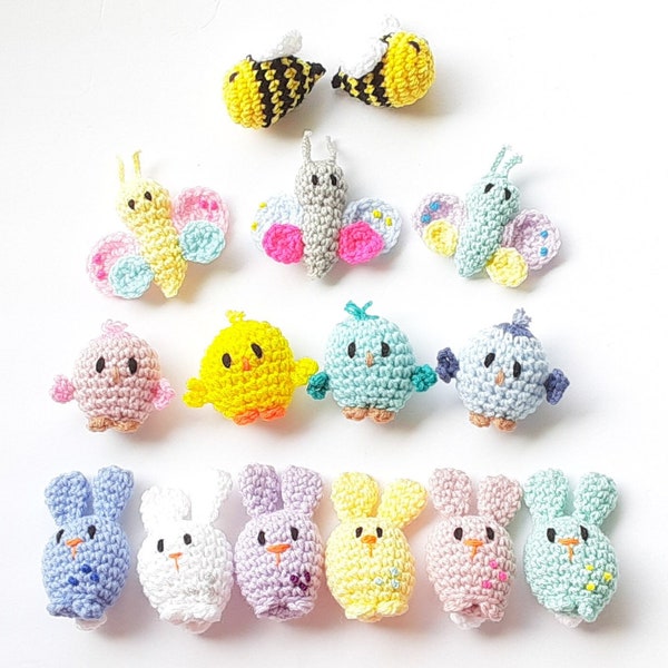 Easter Spring tiny Stuffed Animals, Basket stuffers, Chick Bunny Butterfly Bee, mini plushies, small gifts for kids
