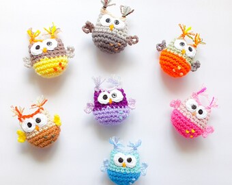 Owl gift, Mini plush toy, Colorful Ornament or Keychain, Valentine's day, Easter basket stuffers