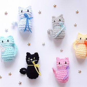 Crocheted Cat Mini Plush or Keychain: Small Stuffed Kitty Toy