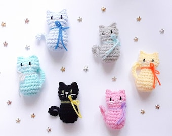 Cat mini plush toy or Keychain, Handmade  small Gifts, made in different colors