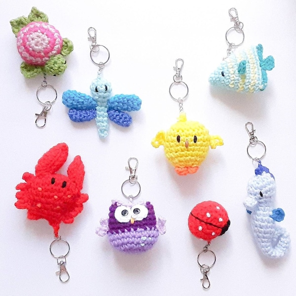 Mini Animals Keychains, Crochet Plush Keyring, Small gifts for kids, different options and colors