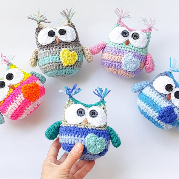Owl Handmade Gift, Cute Stuffed Animal or Decor, Valentine's, Easter, Mother's Day, Ready made in different colors
