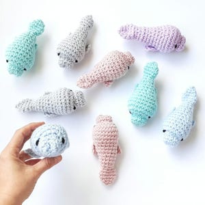 Manatee gift, Plush small crochet animal or Keychain, Available in 2 sizes and 5 colors, price per unit