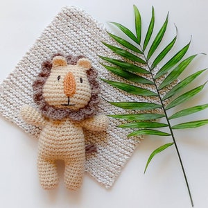 Lion plush toy, soft stuffed animal, handmade gift for babies and kids, ready to ship image 1