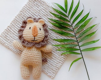 Lion plush toy, soft stuffed animal, handmade gift for babies and kids, ready to ship