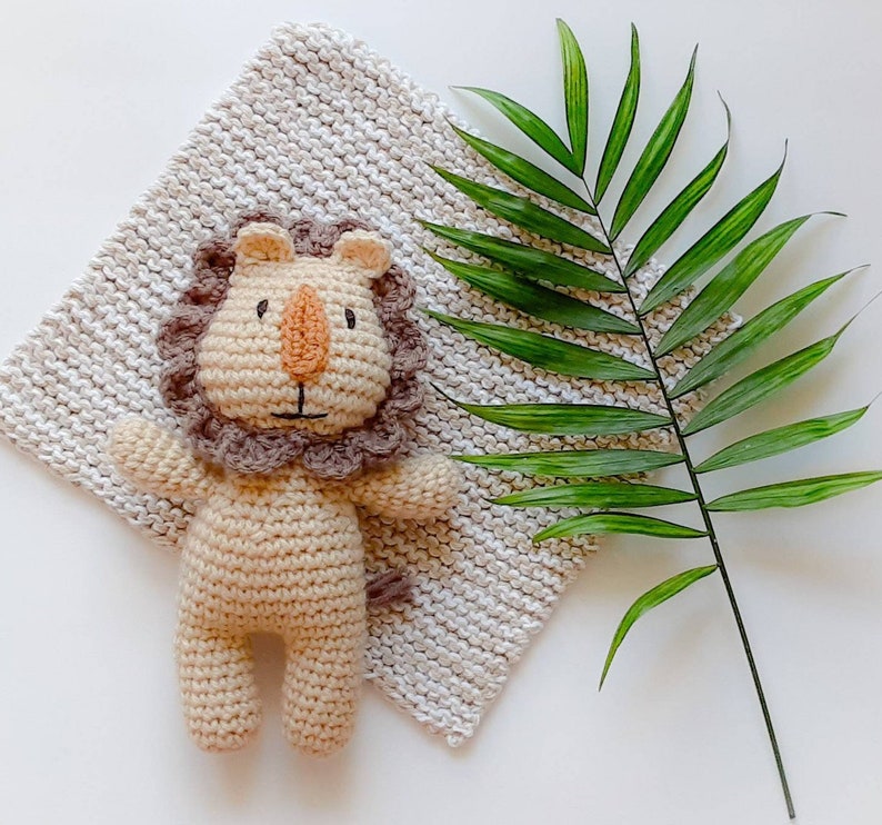 Lion plush toy, soft stuffed animal, handmade gift for babies and kids, ready to ship image 1