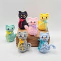 Crocheted Cat Mini Plush, Bag Charm or Keychain Charm: Small Handmade Stuffed Kitty Toy