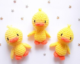 Duck small soft plush, Crochet animal, Gift for Child, Easter basket Stuffer, Duckling plushie