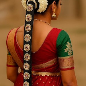 32-Inch Traditional Ready Jada set for wedding/Bharatanatyam/Kuchipudi Dance with Cultural Elegance