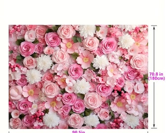 Floral Photography Backdrop: Pink Flower Wall, Party Photoshoot (7x5 FT)