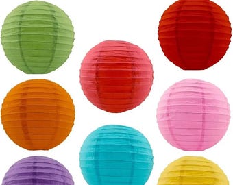 Multi Color Paper Lanterns, Wedding Bridal Shower Decorations (8 pcs)