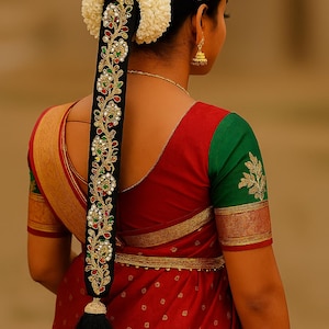 28-Inch Traditional Ready Jada set for wedding/Bharatanatyam/Kuchipudi Dance with Cultural Elegance