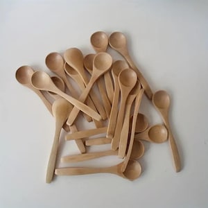 Small Wooden Spoons, 6PCS Small Soup Spoons , Wooden Teaspoon for Coffee, Tea ,Jam ,for Spices