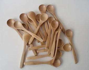 Small Wooden Spoons: Natural Teaspoons for Coffee, Tea, Jam (6PCS)