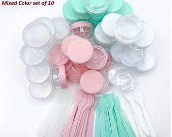 Cosmetic Jars with Spatula, 0.34 Ounces - Pack of 10 mixed color
