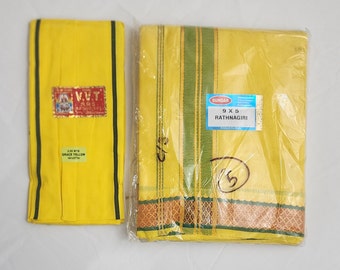Cotton Dhoti with Colored Border - Versatile Fabric (9x5 meters)