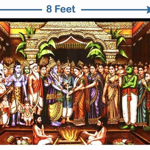 Lord Venkateshwara Wedding, Cloth Backdrop, Traditional Backdrop, Pooja Décor, Indian Backdrop, Pooja Decoration, Pooja