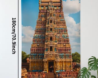 Temple Backdrop Cloth, Pooja Decoration, Festival Curtain (35.4x70.9in)