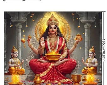 Goddess Backdrop Cloth: Traditional Pooja Decoration (71x96 inches)