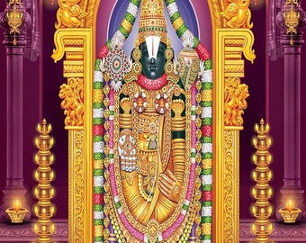 Balaji Pooja Backdrop Decoration, 8x5 Feet Taiwan Fabric Curtain