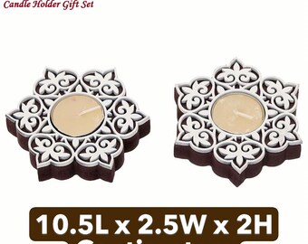Design Wooden Candle Holders – Set of 2