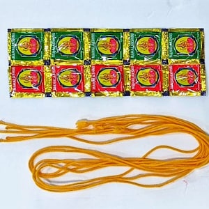 Mahalakshmi Haldi Kumkum Powder Set with Sacred Yellow Thread (5 Packets)
