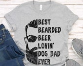 T-shirt Homme "Best Bearded Beer Lovin Dog Dad Ever" - Coton, Coupe Régulière - Pour Papa Chien Barbu Amateur De Bière !