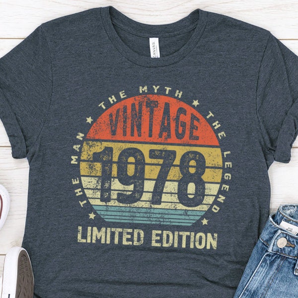45th Birthday Shirt For Men - Vintage 1980 'Aged To Perfection' Design, Customizable Year & Color