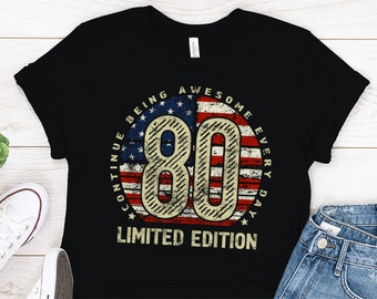 80 Years Shirt, Vintage 1944 Shirt, 80th Birthday Gift, Turning 80 Gift, Retro Classic T-Shirt for Men, Birthday Gift for Husband
