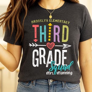 Third Grade Squad Teacher Shirt, Custom School Name & Teacher Name tshirt, Personalized Teacher Appreciation Gift Sweatshirt