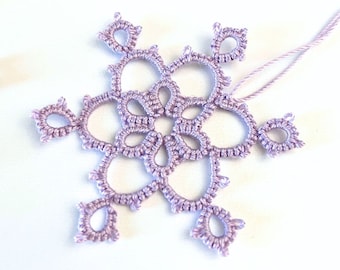 Snowflake Ornament Tatting Pattern, Shuttle Tatting Pattern, Ornament, Christmas Tatting Pattern, Ornament Tatting Pattern, Tatting Project.