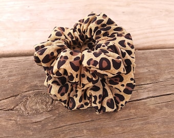 Cheetah Print Scrunchies, Cotton Scrunchies, Hair Scrunchies, Set of 2 Scrunchies, Animal Print Scrunchies, Handmade Cotton Scrunchies