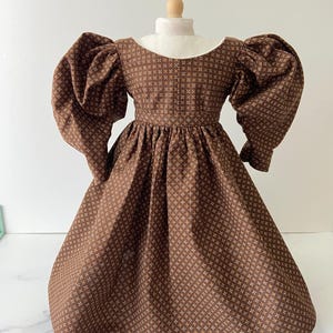 1830s Romantic Era Historical Doll Gown, 18 Inch Doll Historical Gown, Outfit For 18 Inch Doll, Historical Outfit, Historical Era Dress
