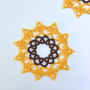 Sunny Sunflower Tatting Pattern, Spring Tatting Pattern, Summer Tatting Pattern, Tatting Pattern, Tatting Pattern, Tatting Project