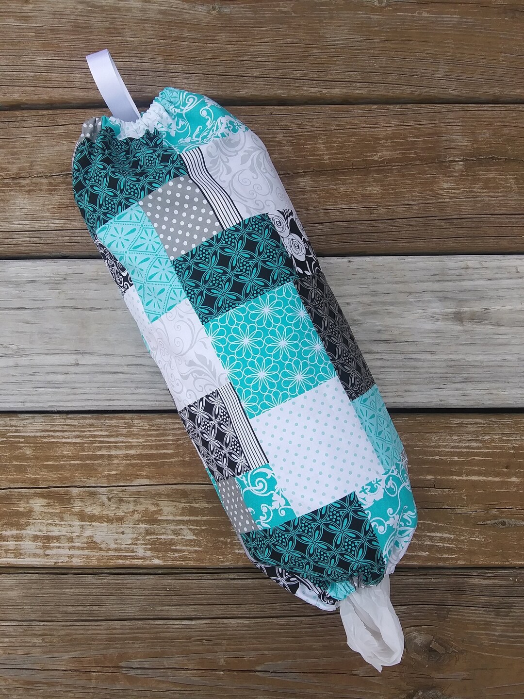 Turquoise Grocery Bag Holder, Plastic Bag Holder, Shopping Bag Holder