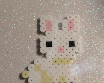 Small Bunny charm- Perler, Keychain, Magent, Earrings