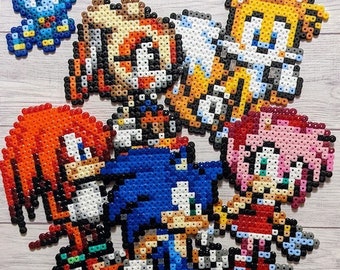 Sonic, Tails, Knuckles, Cream & Chao, Amy Rose from Perler Beads, Sega, Perler, Beads, Gaming, Video Games, Mega Drive, Dreamcast, Nintendo