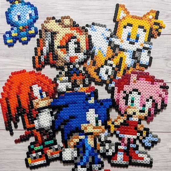 Sonic, Tails, Knuckles, Cream & Chao, Amy Rose from Perler Beads, Sega, Perler, Beads, Gaming, Video Games, Mega Drive, Dreamcast, Nintendo