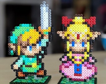 Link & Zelda aus Bügelperlen, Four Swords, Perler, SNES, Super Nintendo, Hama, Artkal, Geek, Nerd, 3D, Beads, Retro, Diorama