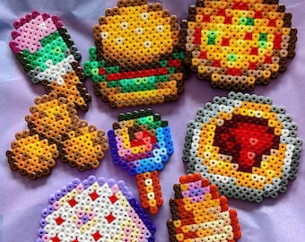 Stardew Valley Food / Food / Dishes / Meals of Ironing Beads, Perler, Magnets, Cooking, Beads Dishes Magnet Fridge Burger Pizza