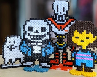 UNDERTALE characters made of iron beads, Sans, Papyrus, Frisk, Dog, with magnets, refrigerator magnets