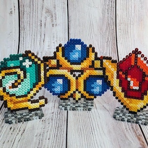Spiritual Stones (Zelda - Ocarina of Time) aus Bügelperlen, Beads, Perler, Nintendo, Magnete, Magnets, Stand-up, Ständer, Steine, N64 OoT