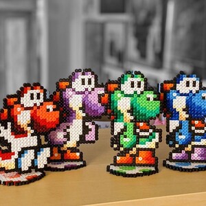 Yoshis Fuse Beads WITH STAND Perler Nintendo SNES Super Nintendo With Stand Yoshis Island Baby Mario Yoshi Mario World
