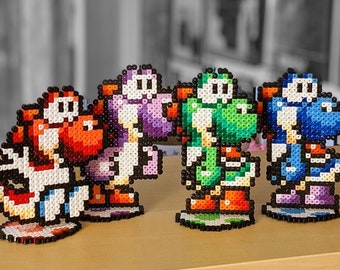 Yoshis Fuse Beads WITH STAND Perler Nintendo SNES Super Nintendo With Stand Yoshis Island Baby Mario Yoshi Mario World