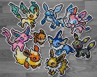 EEVEE / EEVEE Evolutions hechos de cuentas termoadhesivas, Vaporeon Jolteon Flareon Espeon Umbreon Leafeon Glaceon Sylveon Sylveon Leafeon Espeon Umbreon Umbreon